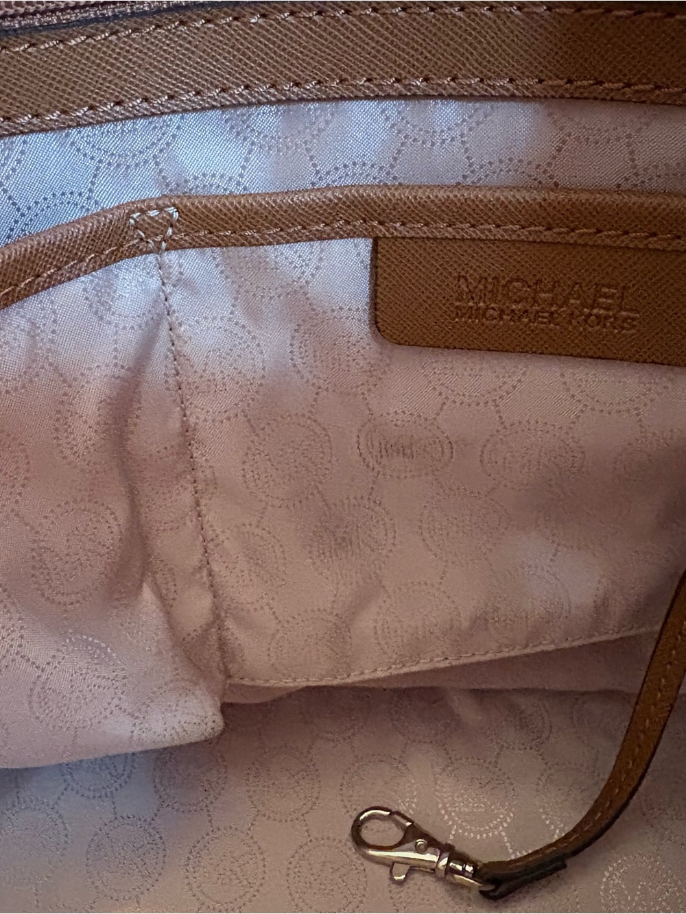Michael Kors Cognac Leather Studded Tote with Gold Accents - Picture 6 of 9
